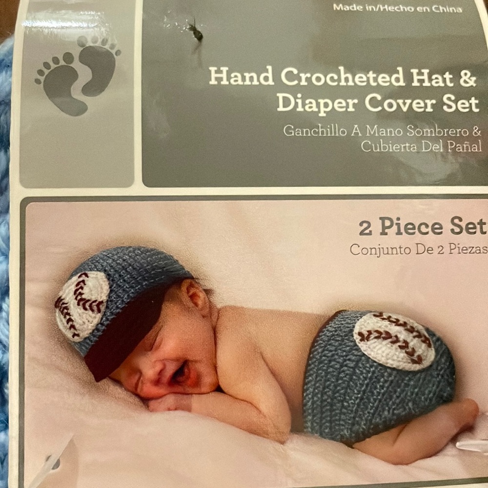 Baseball baby Hat and diaper cover set